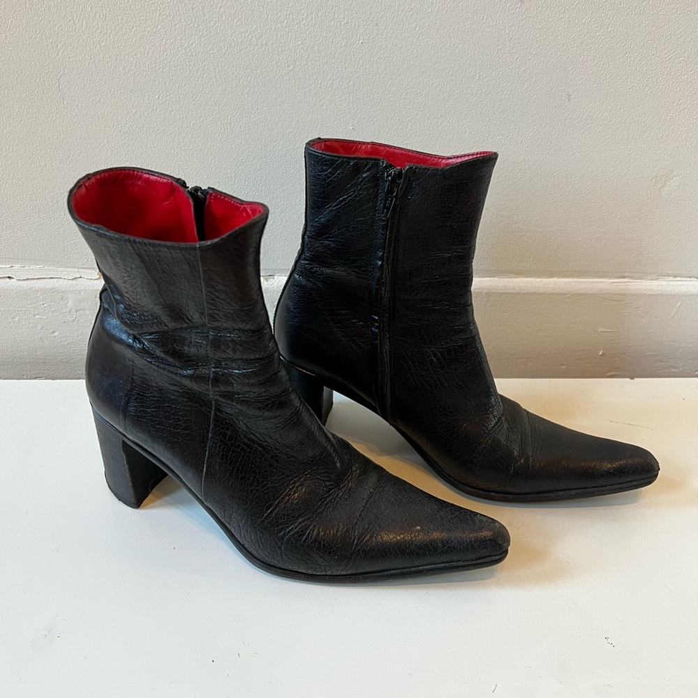 Black leather Freelance boots 37.5 with Pointed Toe